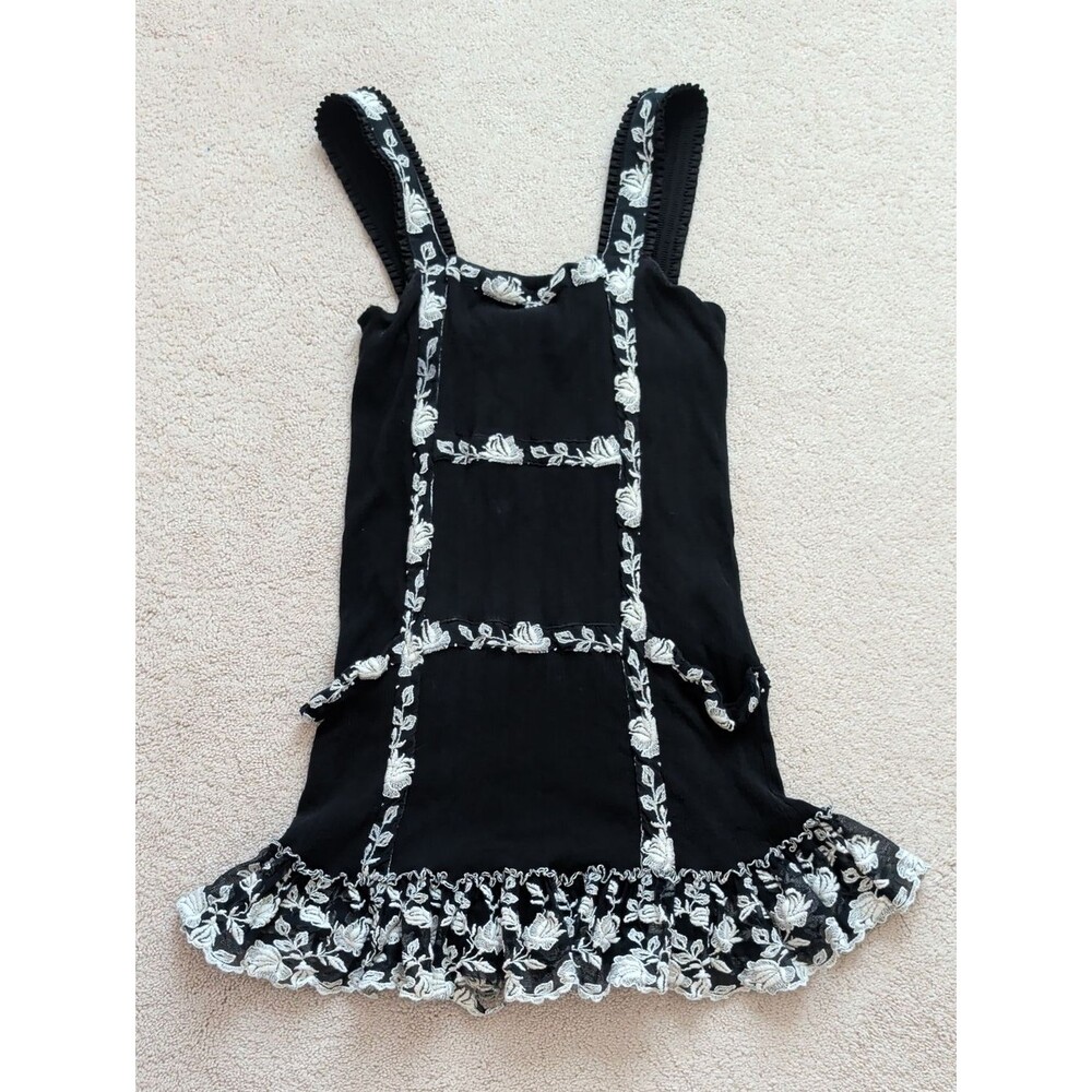 Alice + Olivia Black Silk Floral Dress Size M